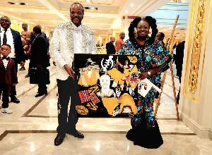 Ghanaian Guinness World Record artist Padiki paints live for the King of Eswatini