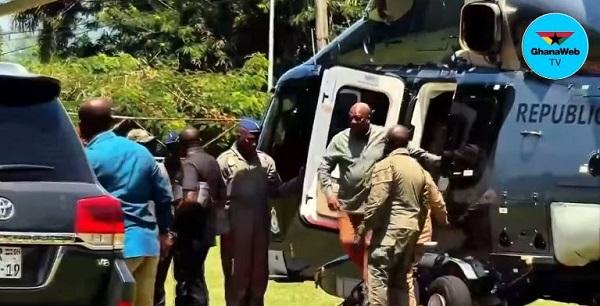 Mahama arrives in Akosombo aboard new Air Force Airbus H175 helicopter