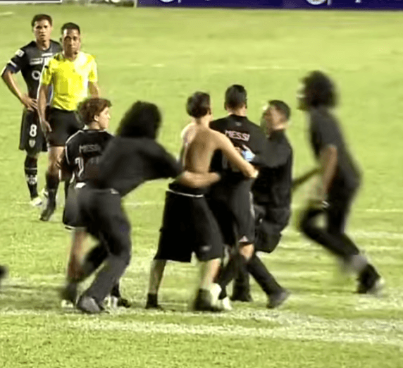 WATCH: Messi Knocked Down by Pitch Invader During Inter Miami Friendly
