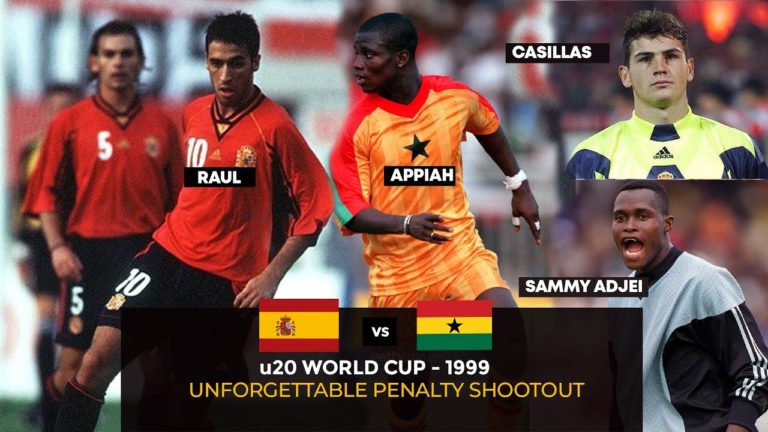 Video Thumbnail: SPAIN vs GHANA U20 QUARTERFINAL 1999 - UNFORGETTABLE  PENALTY SHOOTOUT -Raul, Stephen Appiah, Xavi